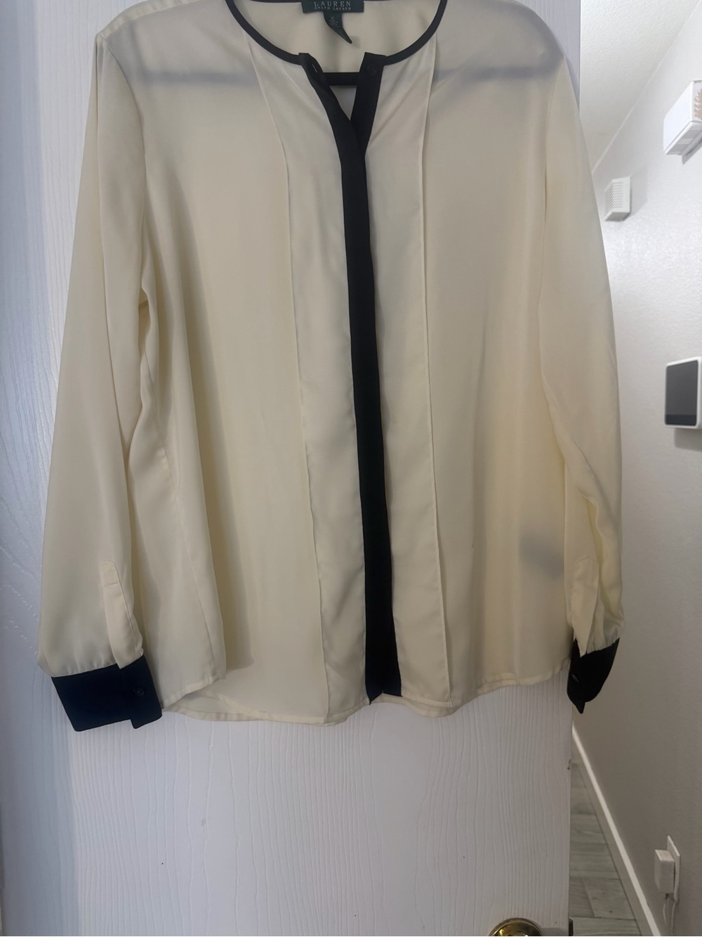 Ralph Lauren Cream Blouse with Black Trim